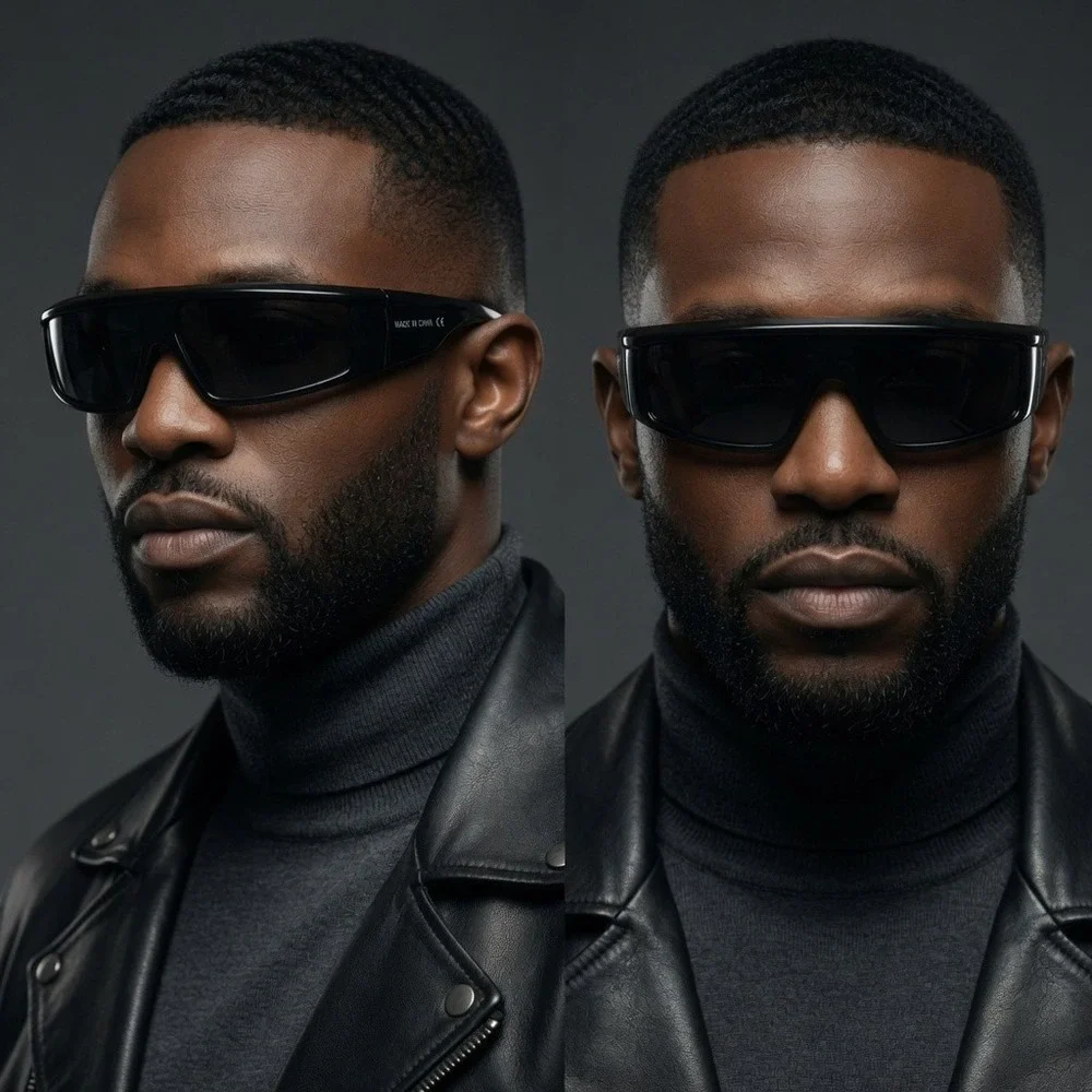 Sunglasses‎ Driving Dark Black Lens Wrap Around Outdoor Trendy Street Wear New